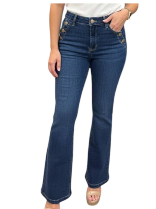 Charlie B - Flare Leg Stretch Jeans With Buttons