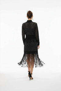 Simkhai - Lattice Fringe Mock Neck Top
