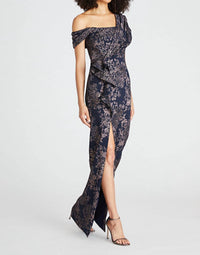 Theia - Amaris Jacquard Column Gown