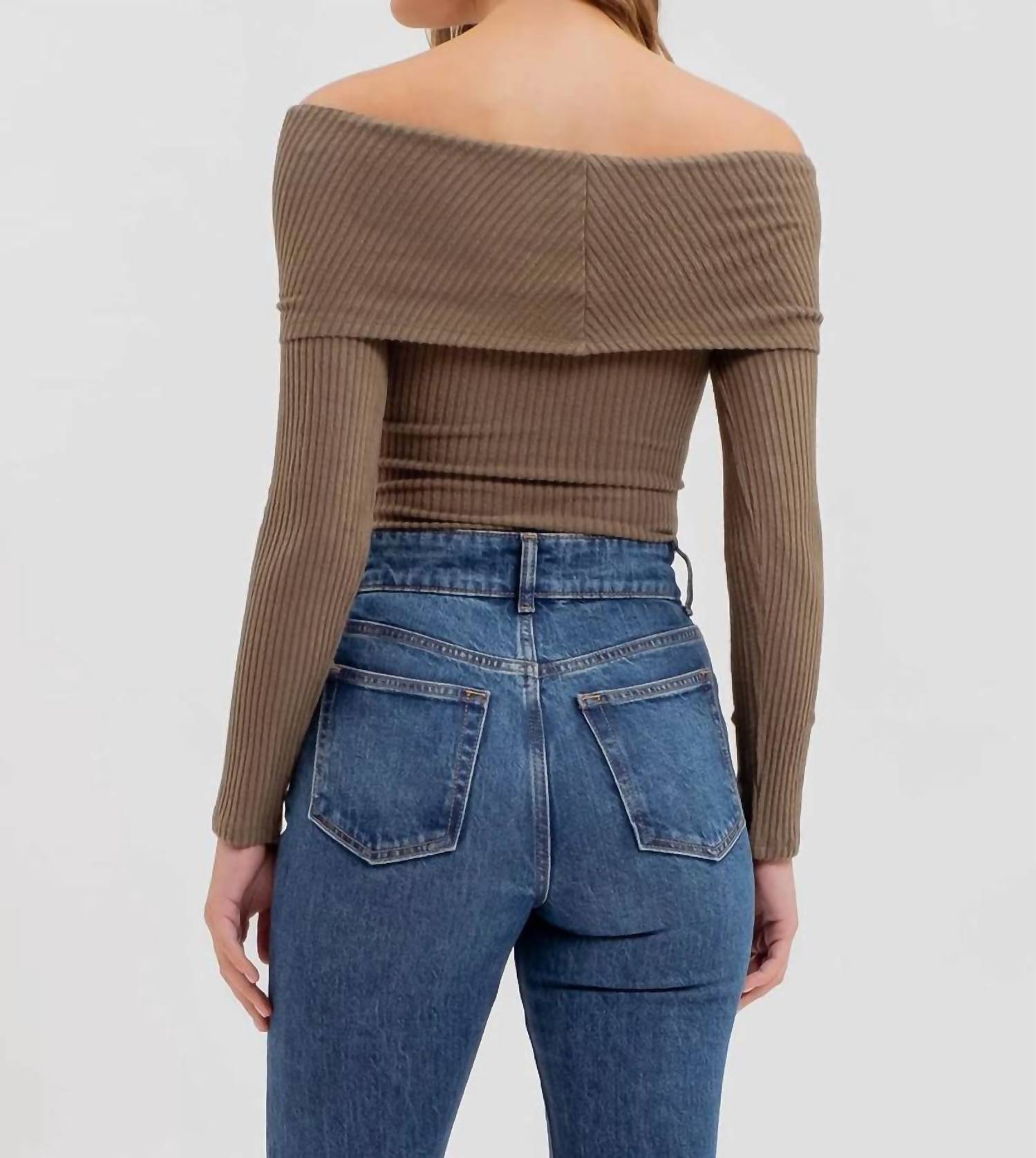 La Miel - Foldover off the shoulder long sleeve top