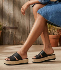 Christina Christi Women's Leather Espadrille Sandals in black - women's sandal - view 10