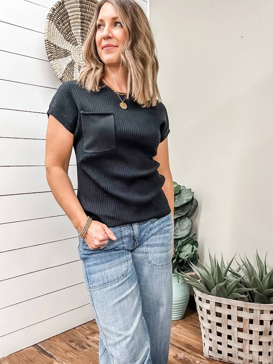 Tribal - Short Sleeve Dolman Pocket Sweater