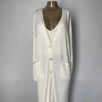 Free People Women’s Ribbed Duster Cardigan & Cropped Tank Set in white - women's cardigan