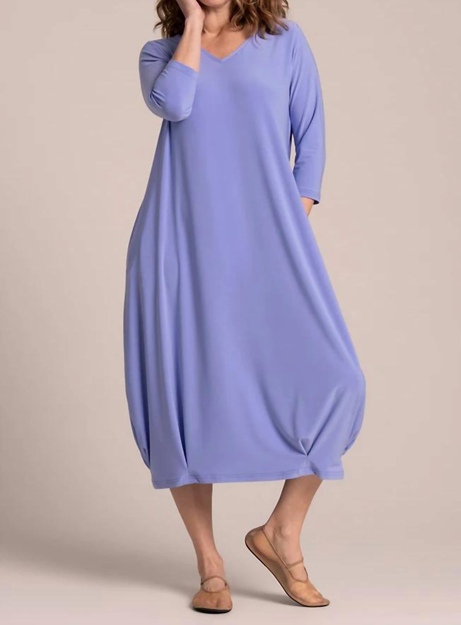 Sympli - V-Neck Narrow Lantern Dress
