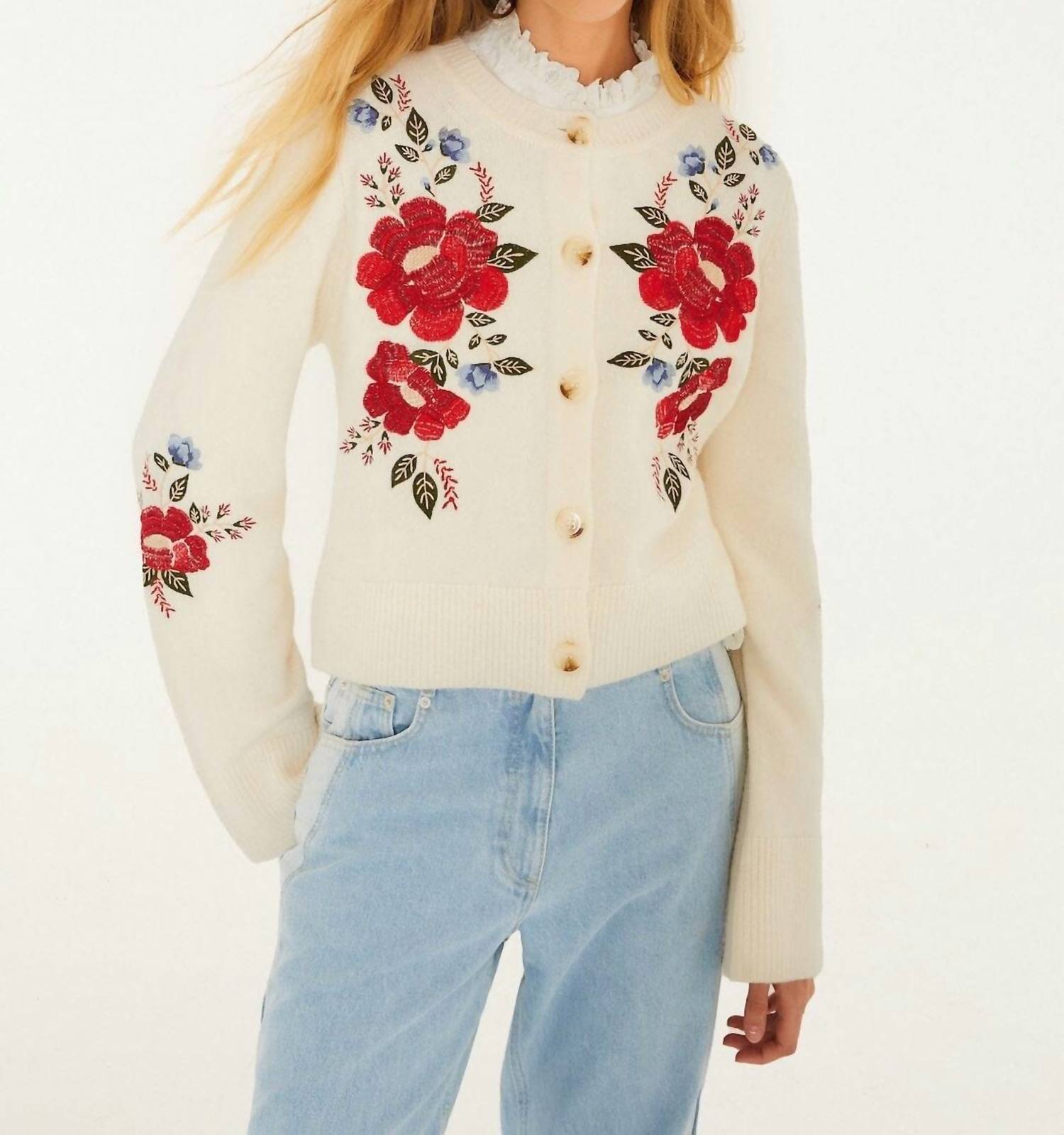 Farm Rio - Flowers Embroidered Cardigan