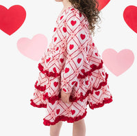 RuffleButts Girl's Sweetheart Plaid Gauze Tiered Ruffle Dress in pink - kids' dress - view 5