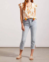 Tribal - Silvia Side Slit Straight Leg Jean