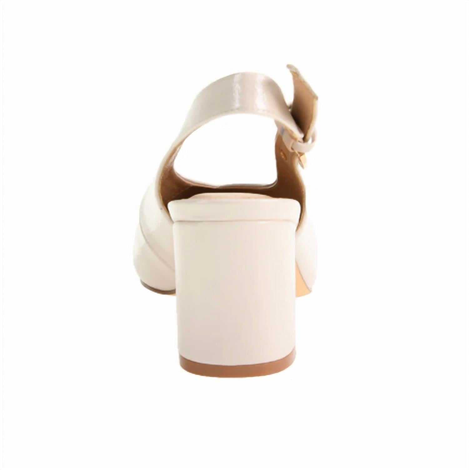 CHINESE LAUNDRY Women's Menny Patent Sling Back Heels in cream - women's heels - detail view