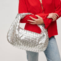 Urban Expressions Dollie Hobo Woven Bag in silver - women's bag - detail view