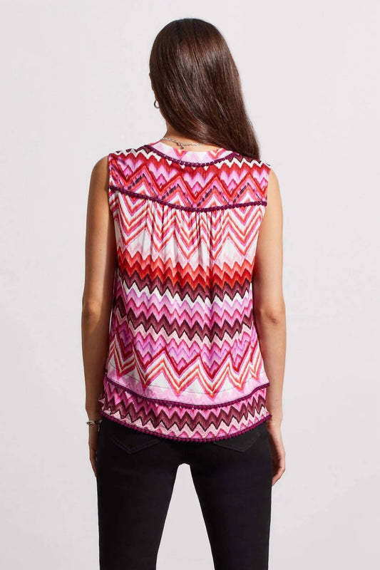 Tribal - Sleeveless Blouse With Tuck Pleats