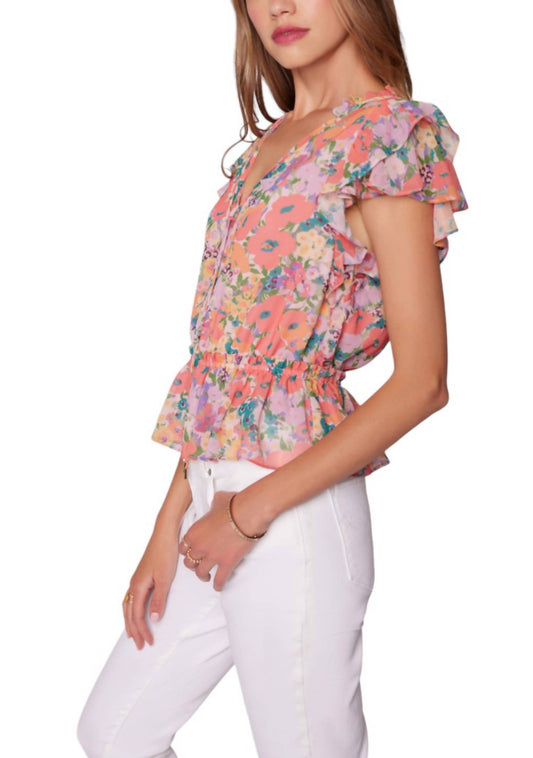 Lost + Wander - Floral Bliss Ruffle Blouse Top