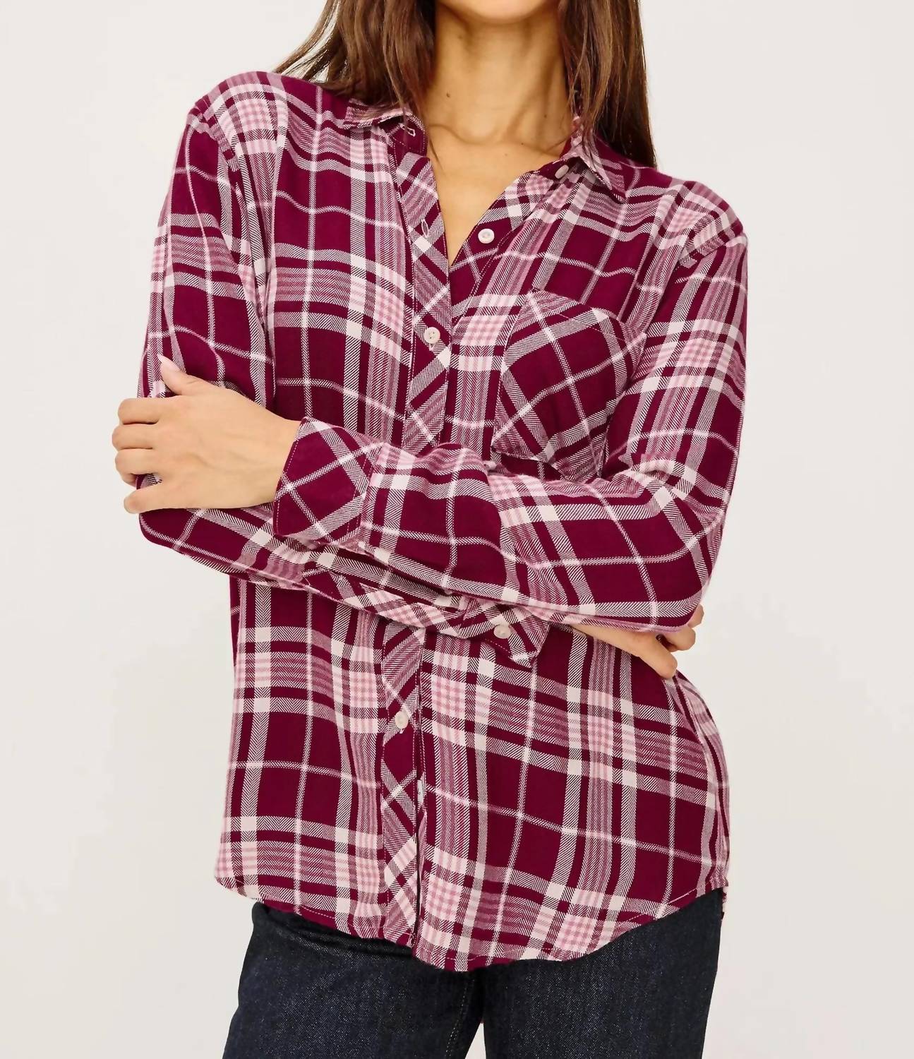 Rails Hunter Long Sleeve Plaid Shirt in winterberry - women's shirt - view 4