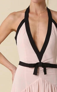 Olivaceous - Evelyn Contrast Ribbon Maxi Dress
