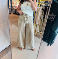 Easel - Women's Stripe Wide Leg Pants