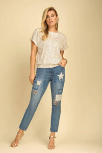 Frank Lyman - Bentlee Sparkle Sequin Short Sleeve Top