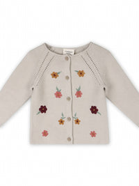 Viverano Organics - Kid's Floral Embroidered Pearl Cardigan