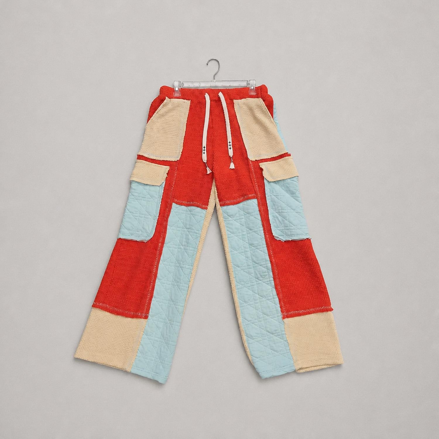 Pol - Quilted contrast casual solid knit pant