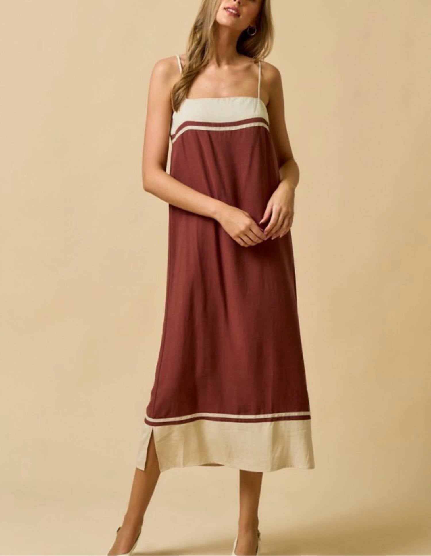 Lalavon - Color Block Midi Dress