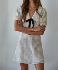 By Together - Woven Polyester Chiffon Swiss Dot Print Mini Dress