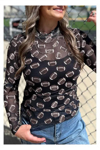 Aapparella - Mesh Football Print Top