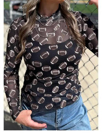 Aapparella - Mesh Football Print Top