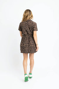 Karlie Leopard Performance Cinch Dress in brown - women's dress - alternate view