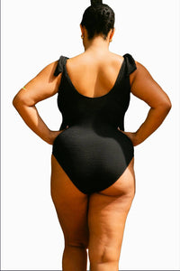 Fashion Szn Curve - Sculpted Crinkle Tie Strap Swimsuit