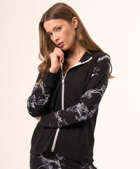 French Kyss - Abstract Print Zip Up Bomber Jacket