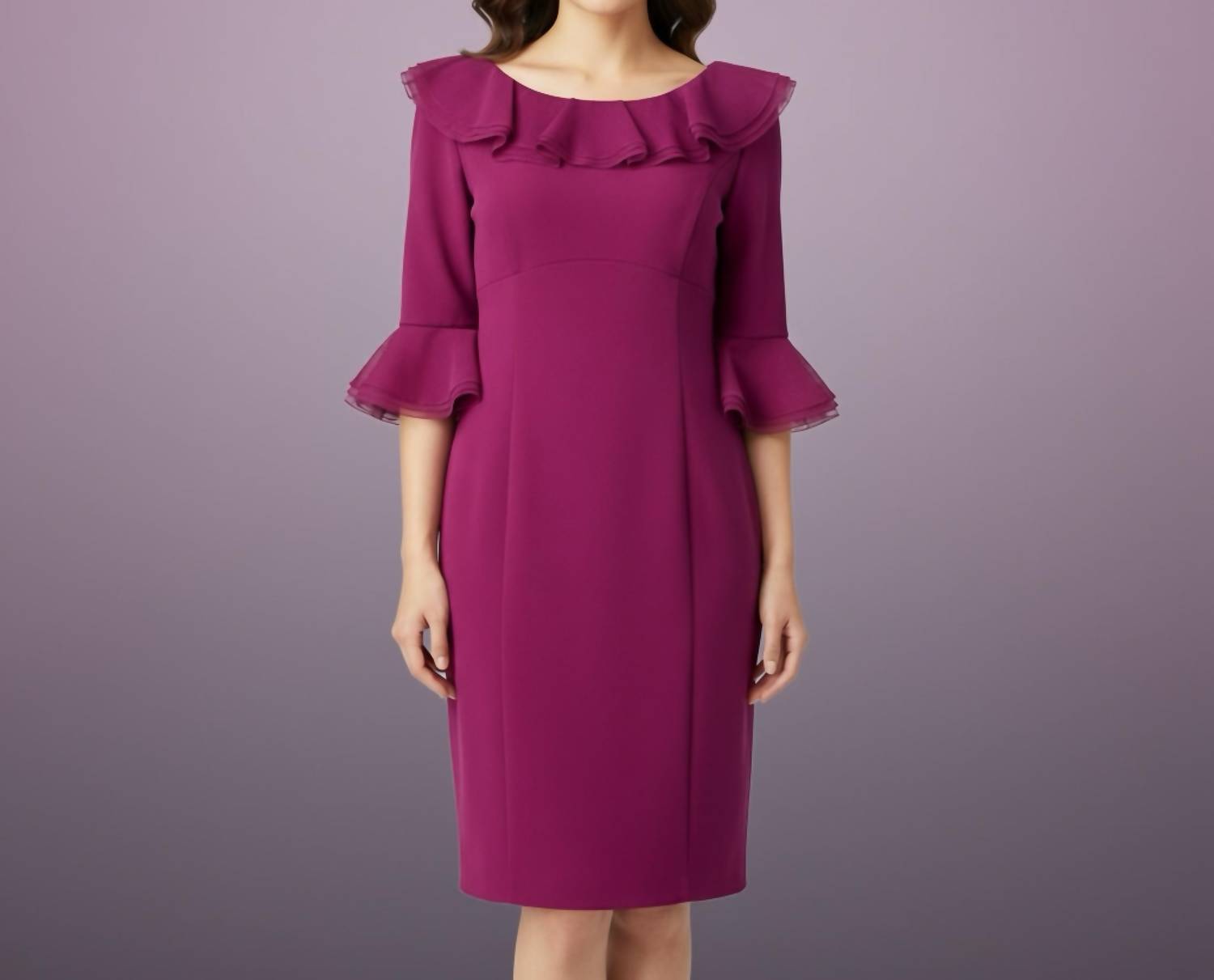 Nue By Shani - Built In Shapewear Ruffle Pencil Dress