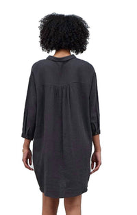 Grade & Gather - Women's Faded Black Cotton Double Mini Dress