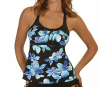 Caribbean Joe - Framed Peasant Tankini Top