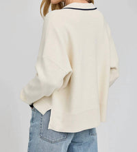 Gentle Fawn Tristan Timeless Knit Sweater in cream - women's sweater - detail view