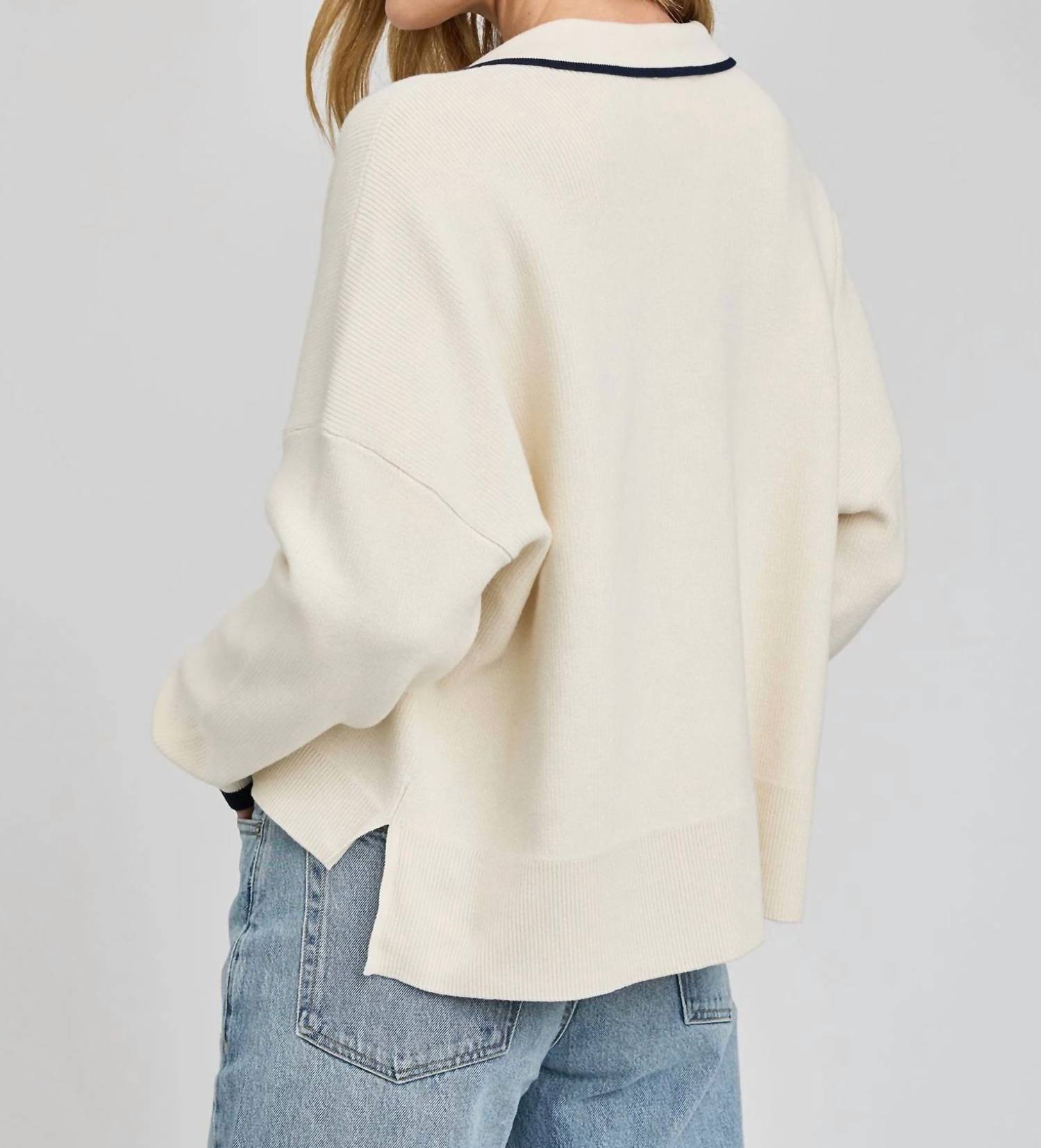 Gentle Fawn Tristan Timeless Knit Sweater in cream - women's sweater - detail view