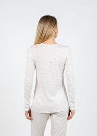 ATM Long Sleeve Destroyed Wash Tee in seashell silver - women's long sleeve top - alternate view