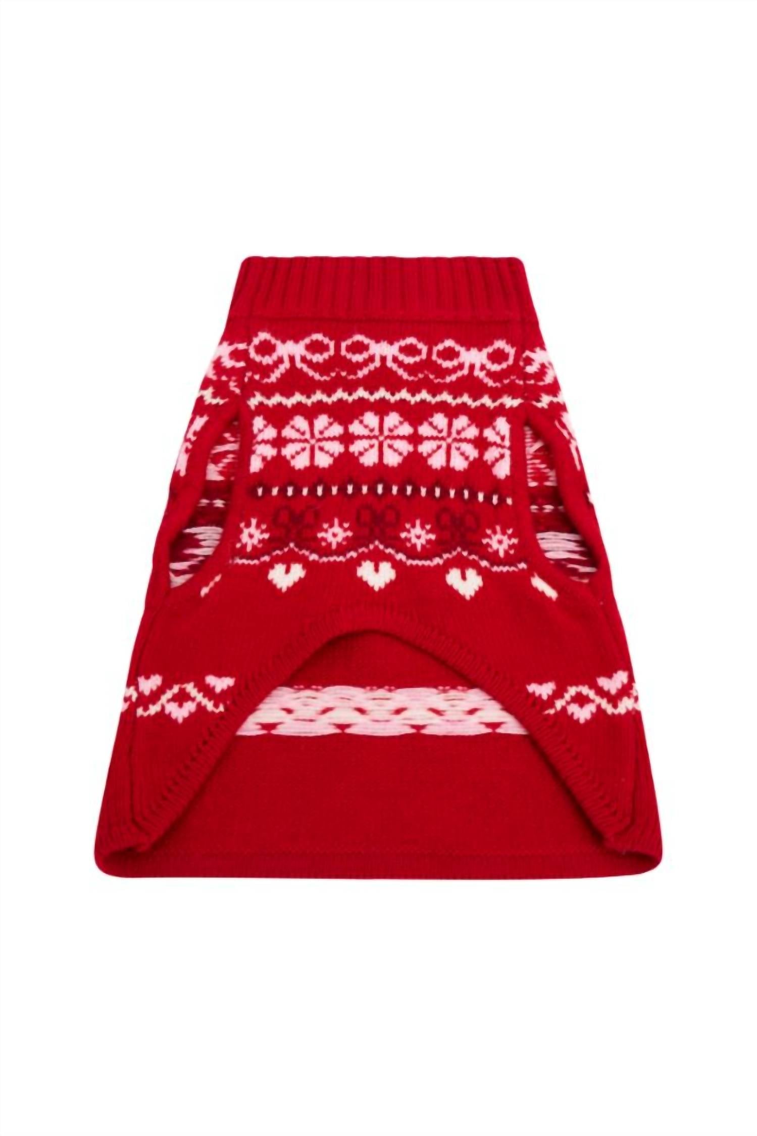 LoveShackFancy Dog Arindia Wool Sweater in red velvet truffle - item