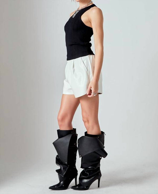 Grey Lab - High Waisted Faux Leather Shorts