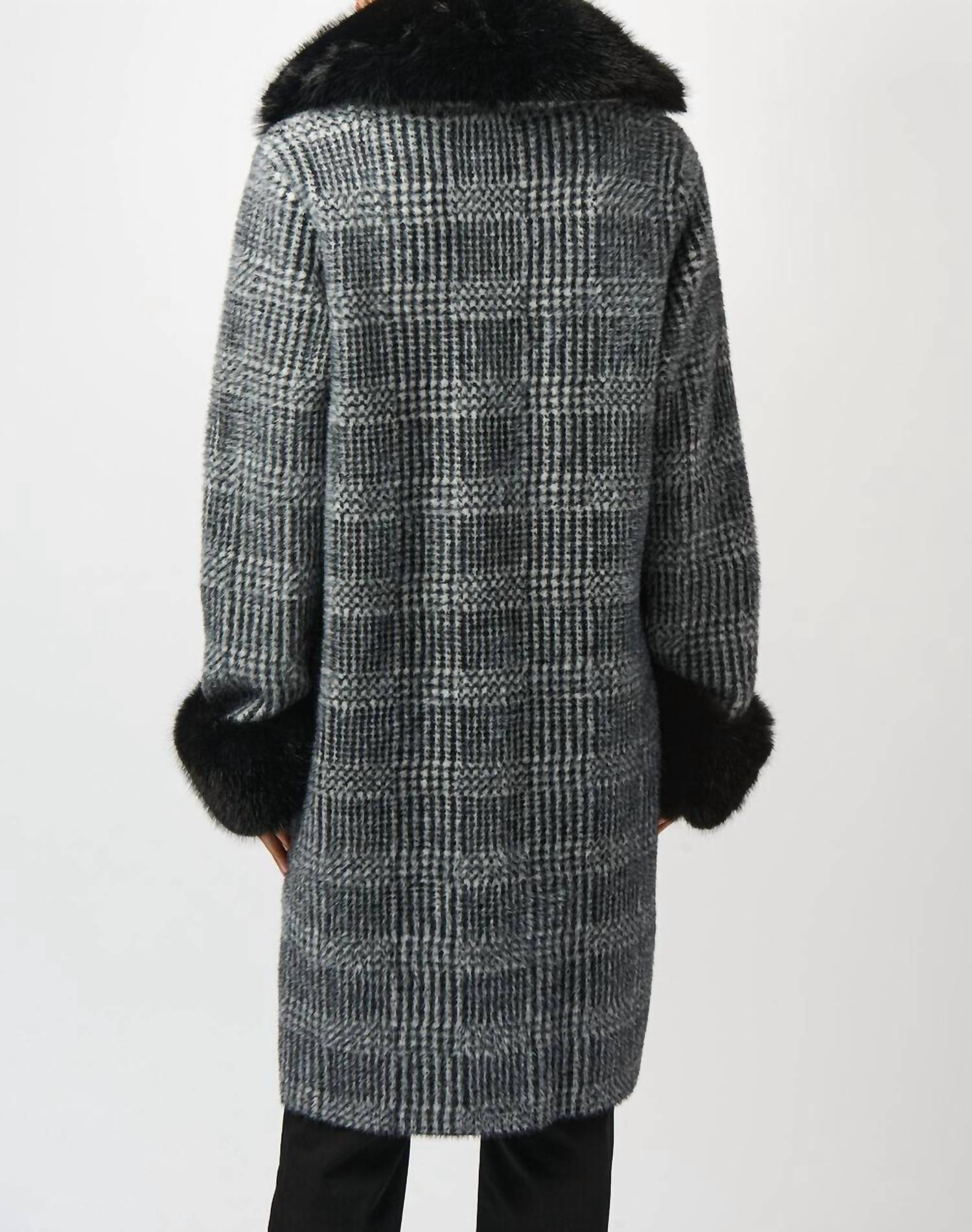 Joseph Ribkoff - Feather Yarn Plaid Jacquard Coat