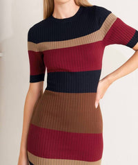 Flying Tomato - Color Block Midi Sweater Dress