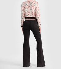 alice + olivia Grace Argyle Cardigan in english rose multi selected - women's cardigan - alternate view