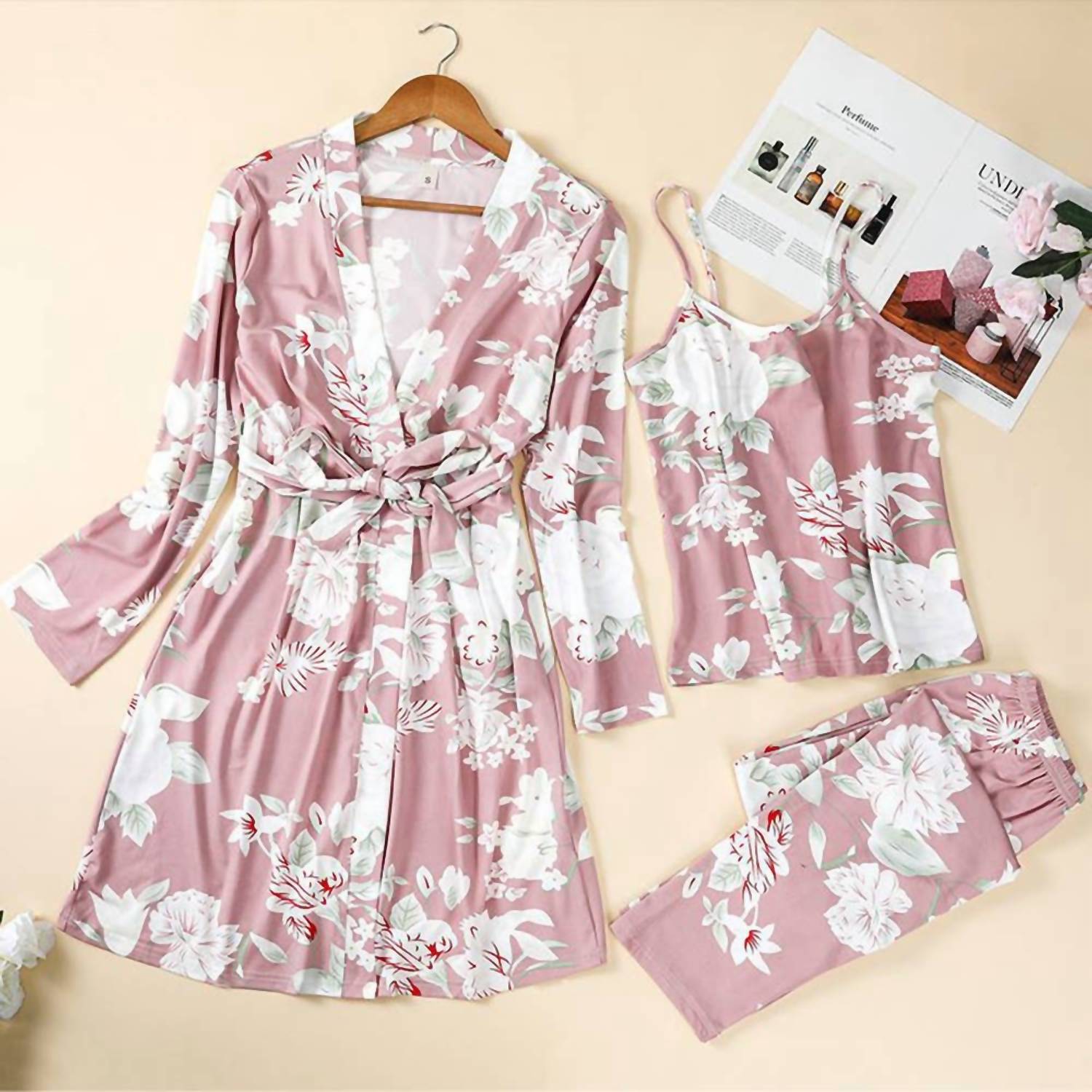 Wholesalesir - 3 Piece Roses Pajama Set