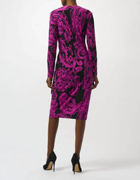 Joseph Ribkoff - Paisley Print Faux Wrap Sheath Dress