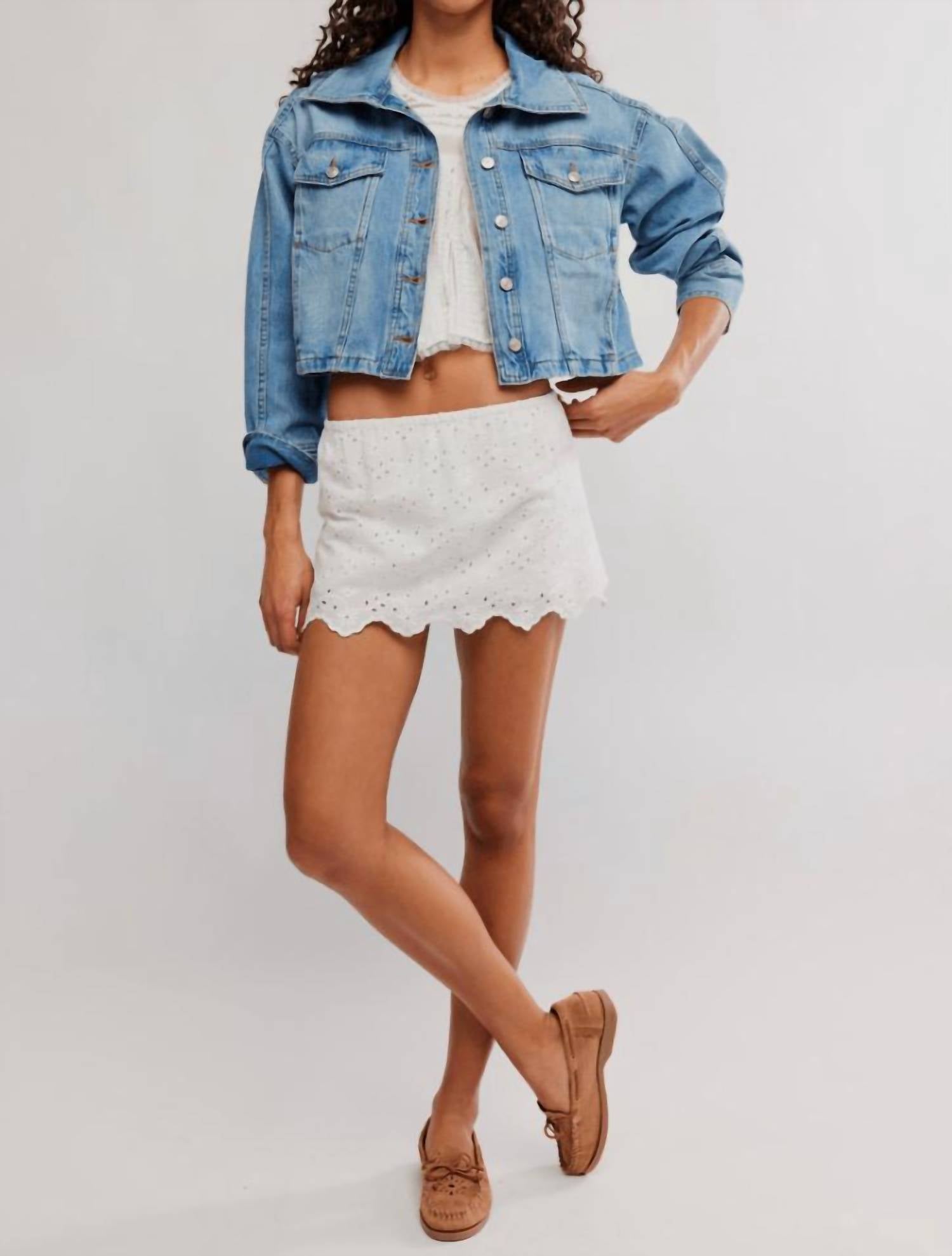 Free People Eyes On You Skort in white - women's shorts - detail view