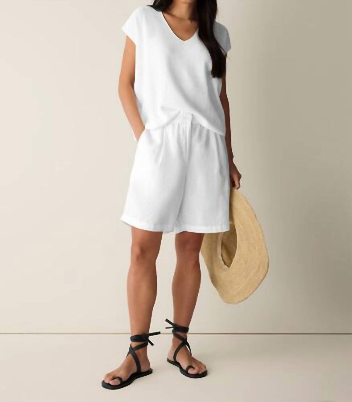 Eileen Fisher - Fly Front Organic Linen Shorts