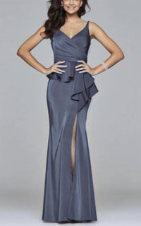 Faviana - Faviana Tank Long Dress With Peplum