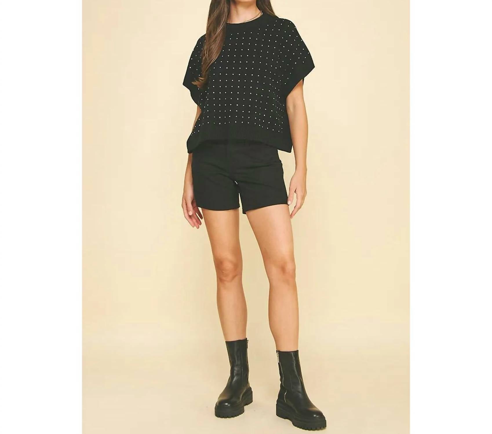 Pinch - Elowen Rhinestone Knit Top