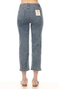 Charlie B - Embroidered Cropped Utility Narrow Leg Jeans