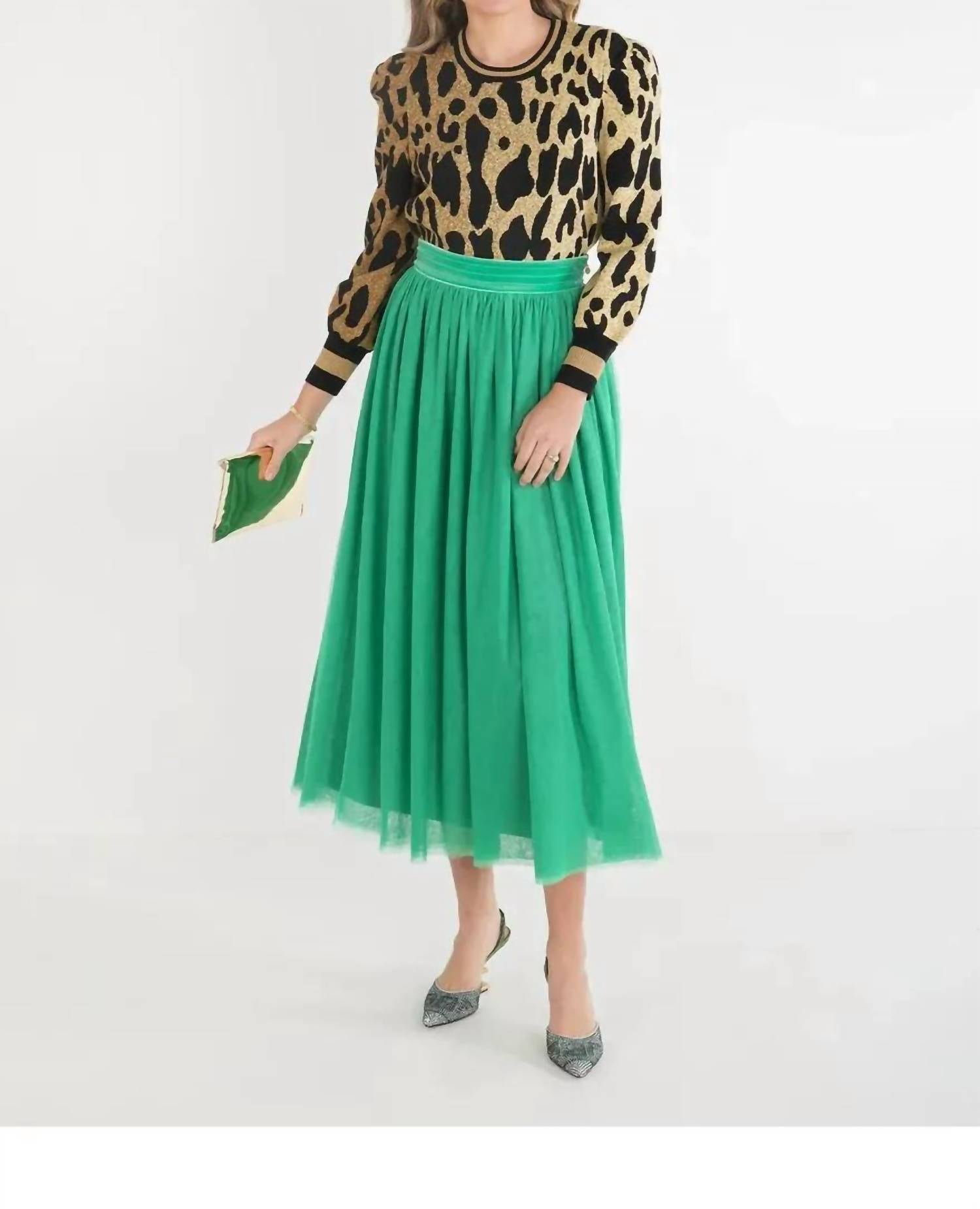 Emily McCarthy Jolly Misty Maxi Skirt in green - women's skirt - detail view