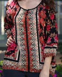 Nostalgia - Floral 3/4 Sleeve Blouse