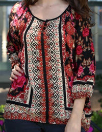 Nostalgia - Floral 3/4 Sleeve Blouse