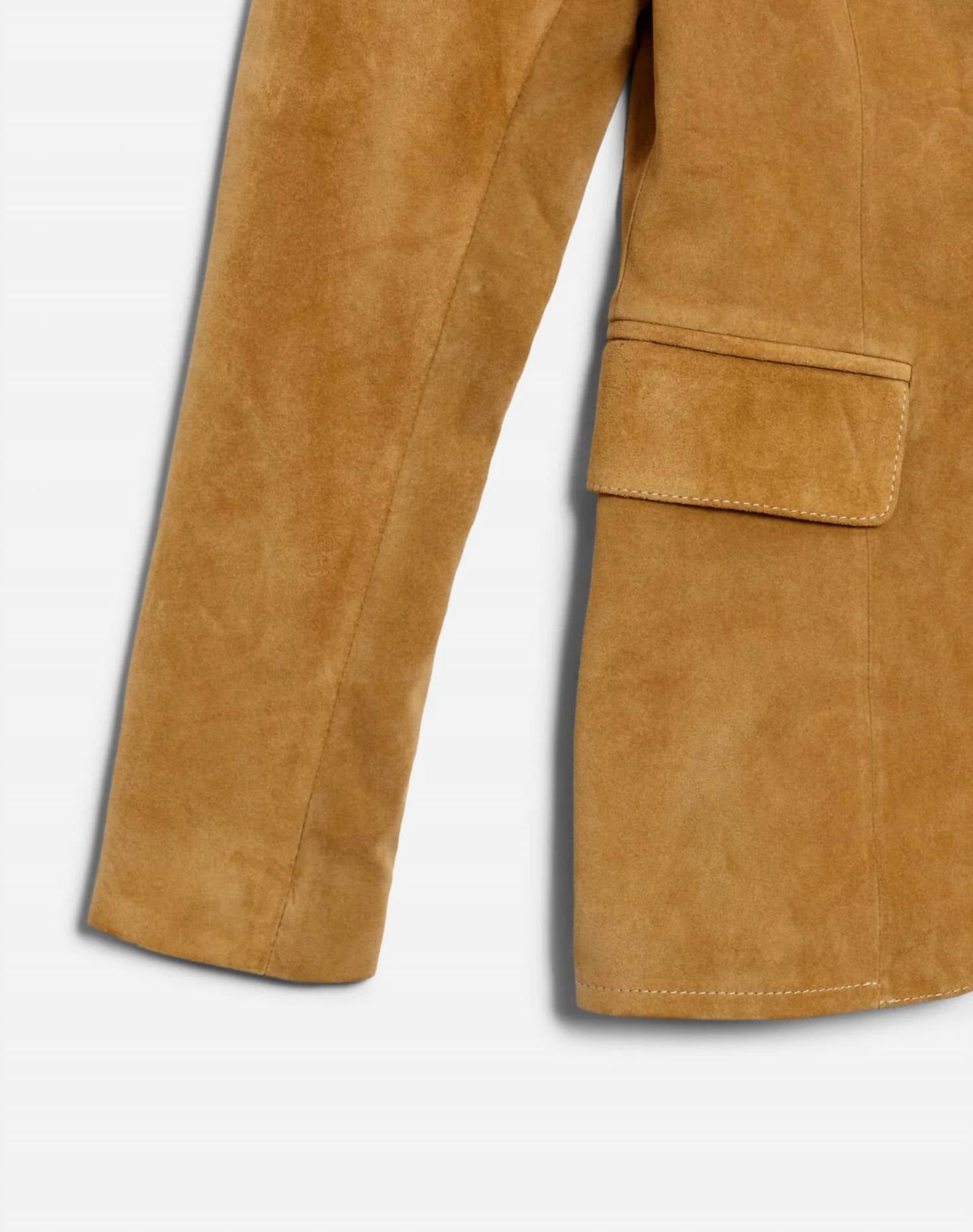RE/DONE Women's Classic Suede Blazer in tobacco - women's jacket - view 5